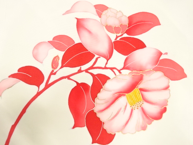 JAPANESE KIMONO / ANTIQUE NAGOYA OBI / SILK / SHIOZE / CAMELLIA